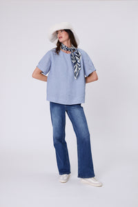 MARLOW SABLE LINEN TOP BLUE SMOKE