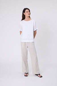 MARLOW SABLE LINEN TOP WHITE