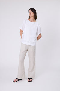 MARLOW SABLE LINEN TOP WHITE