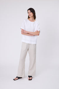 MARLOW SABLE LINEN TOP WHITE