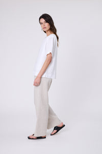 MARLOW SABLE LINEN TOP WHITE