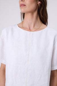 MARLOW SABLE LINEN TOP WHITE