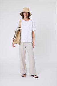 MARLOW SABLE LINEN TOP WHITE