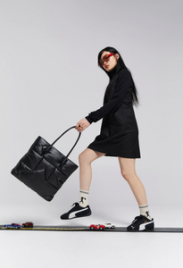 KAREN WALKER MEGA MONOGRAM TOTE BAG BLACK