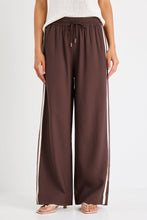 Load image into Gallery viewer, STORIES BE TOLD TOWNIE CHOCOLATE STRIPE SIDE TAPE WIDE LEG PANTS

