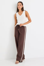 Load image into Gallery viewer, STORIES BE TOLD TOWNIE CHOCOLATE STRIPE SIDE TAPE WIDE LEG PANTS
