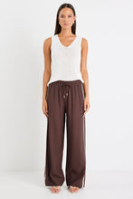 Load image into Gallery viewer, STORIES BE TOLD TOWNIE CHOCOLATE STRIPE SIDE TAPE WIDE LEG PANTS
