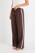 Load image into Gallery viewer, STORIES BE TOLD TOWNIE CHOCOLATE STRIPE SIDE TAPE WIDE LEG PANTS
