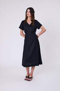MARLOW SEVILLE LINEN DRESS BLACK
