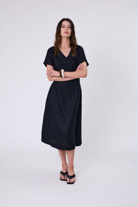 MARLOW SEVILLE LINEN DRESS BLACK