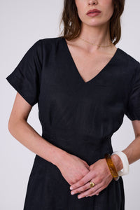 MARLOW SEVILLE LINEN DRESS BLACK