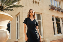 Load image into Gallery viewer, MARLOW SEVILLE LINEN DRESS BLACK
