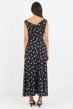 Load image into Gallery viewer, COMING SOON | STORIES BE TOLD SPOTLIGHT BLACK POLKA DOT OFF SHOULDER FLARE MIDI DRESS
