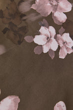 Load image into Gallery viewer, STORIES BE TOLD STAGE COCOA BLOSSOM FLORAL SATIN PUFF SLEEVE FLOATY MAXI DRESS
