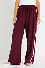 Load image into Gallery viewer, STORIES BE TOLD TOWNIE BURGUNDY SIDE STRIPE WIDE LEG PANTS
