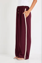 Load image into Gallery viewer, STORIES BE TOLD TOWNIE BURGUNDY SIDE STRIPE WIDE LEG PANTS
