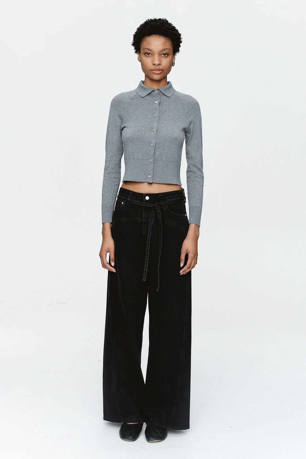 MARLE TIE CURVE SEAM JEAN BLACK