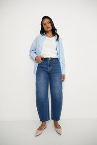 MARLOW THE CURVE BARREL JEAN TRUE BLUE