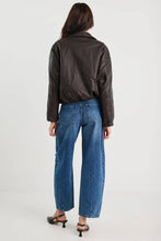 Load image into Gallery viewer, STORIES BE TOLD TROUPE CHOCOLATE PU LEATHER ZIP THROUGH BUBBLE HEM JACKET
