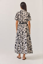 Load image into Gallery viewer, TUESDAY GODET SHIRT DRESS BLACK FLORAL
