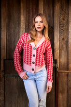 Load image into Gallery viewer, TUESDAY HOUNDSTOOTH CARDI PINK/RED
