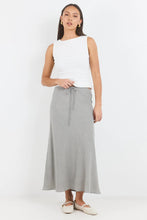 Load image into Gallery viewer, AMONG THE BRAVE SUMMIT KHAKI MINI GINGHAM TIE WAIST BIAS MAXI SKIRT
