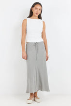 Load image into Gallery viewer, AMONG THE BRAVE SUMMIT KHAKI MINI GINGHAM TIE WAIST BIAS MAXI SKIRT
