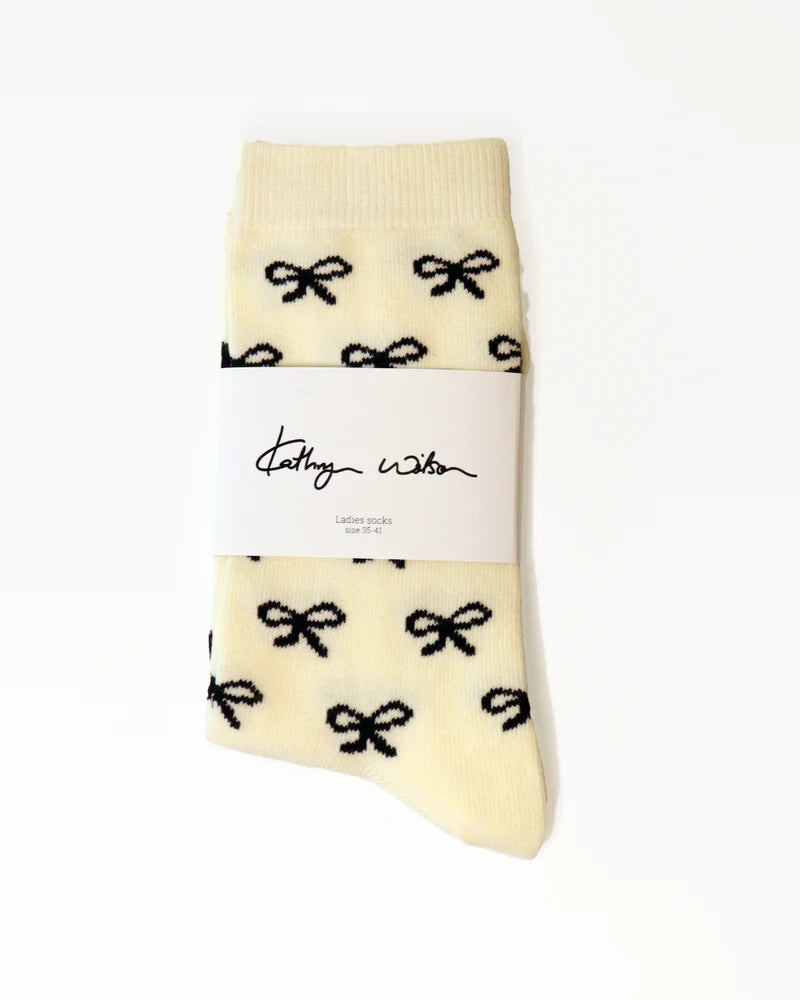 KATHRYN WILSON BOW SOCKS BLACK BOW