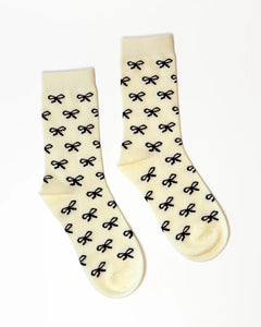 KATHRYN WILSON BOW SOCKS BLACK BOW