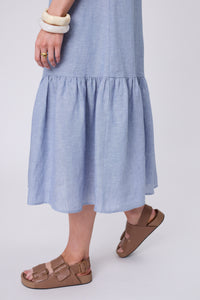 MARLOW VERONA LINEN DRESS BLUE SMOKE