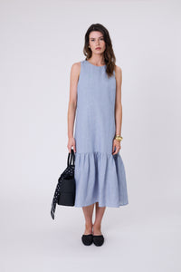 MARLOW VERONA LINEN DRESS BLUE SMOKE