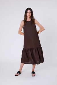 MARLOW VERONA LINEN DRESS CAROB