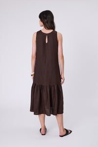 MARLOW VERONA LINEN DRESS CAROB