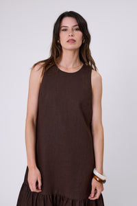 MARLOW VERONA LINEN DRESS CAROB