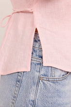 Load image into Gallery viewer, RE:UNION LABEL VILLAGER BLUSH LINEN TIE BACK SHORT SLEEVE SHIRT
