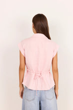 Load image into Gallery viewer, RE:UNION LABEL VILLAGER BLUSH LINEN TIE BACK SHORT SLEEVE SHIRT
