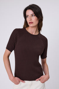 MARLOW WISP KNIT TEE CAROB