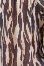 Load image into Gallery viewer, coming soon | BY ROSA WOODLAND BLACK ZEBRA TIE NECK FLOUCE LONGSLEEVE TOP
