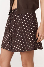 Load image into Gallery viewer, ROWIE FRANNIE SILK MINI SKIRT CACAO SPOT
