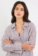 Load image into Gallery viewer, STORIES BE TOLD YOU GOT THIS CHOCOLATE STRIPE OVERSIZED SHIRT
