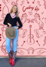 Load image into Gallery viewer, DARK HAMPTON x KAYLEE BELL COWBOY UP PINK PETITE SILK SCARF
