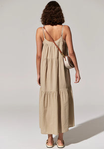 POL ACACIA SUNDRESS LIGHT KHAKI