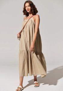 POL ACACIA SUNDRESS LIGHT KHAKI