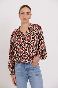 TUESDAY LABEL ARTIST TOP PLUM IKAT