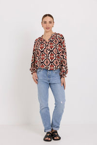 TUESDAY LABEL ARTIST TOP PLUM IKAT