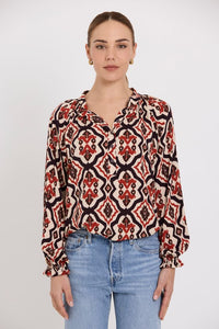 TUESDAY LABEL ARTIST TOP PLUM IKAT