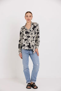 TUESDAY LABEL BOW BLOUSE MONO LINK