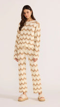 Load image into Gallery viewer, MINK PINK BROOKE CROCHET WAVE SWEATER BROWN/WHITE
