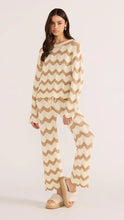 Load image into Gallery viewer, MINK PINK BROOKE CROCHET WAVE SWEATER BROWN/WHITE

