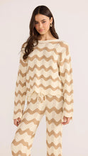 Load image into Gallery viewer, MINK PINK BROOKE CROCHET WAVE SWEATER BROWN/WHITE
